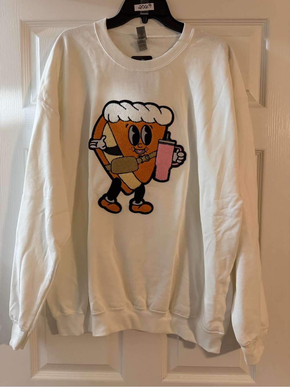 Pumpkin Pie Chenille Patch White Crewneck Sweatshirt